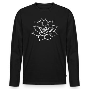 Succulent Rosette Line Art - Men's Premium Organic Long Sleeve Shirt - black - Front - Nico (187cm)