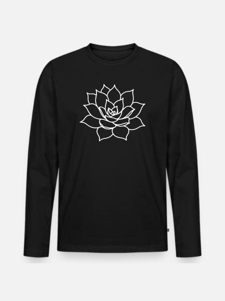 Succulent Rosette Line Art - Men's Premium Organic Long Sleeve Shirt - black