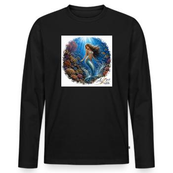 Unterwasser-Meerjungfrau in der  Korallen Welt - Männer Premium Bio Langarmshirt - Schwarz - Vorne - Nico (187cm)