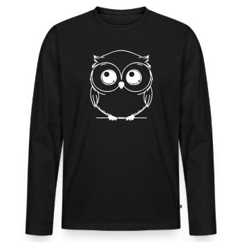 Eule One Line niedliches Waldmotiv - Männer Premium Bio Langarmshirt - Schwarz - Vorne - Nico (187cm)