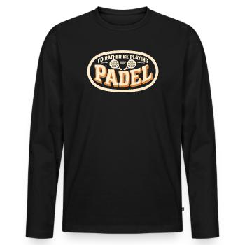 Padel Tennis Retro Spruch Geschenk - Männer Premium Bio Langarmshirt - Schwarz - Vorne - Nico (187cm)