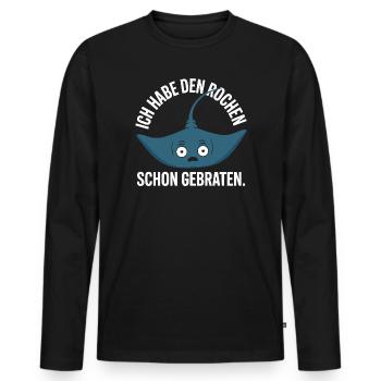 Rochen Schon Gebraten Stachelrochen Manta Rochen - Männer Premium Bio Langarmshirt - Schwarz - Vorne - Nico (187cm)