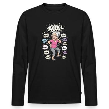 Aua Oma Comicburst - Männer Premium Bio Langarmshirt - Schwarz - Vorne - Nico (187cm)