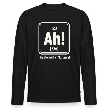 Element der Überraschung Ah! - Männer Premium Bio Langarmshirt - Schwarz - Vorne - Nico (187cm)