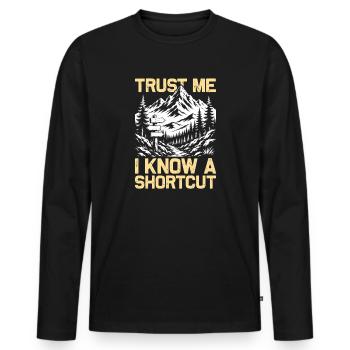 I know a shortcut Wandern Berge Bergsteigen - Männer Premium Bio Langarmshirt - Schwarz - Vorne - Nico (187cm)