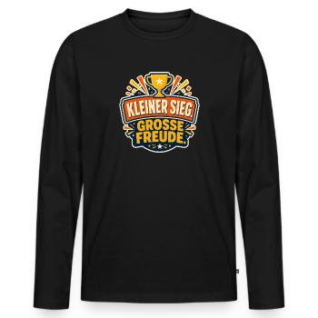 Kleiner Sieg Große Freude Trophy - Männer Premium Bio Langarmshirt - Schwarz - Vorne - Nico (187cm)