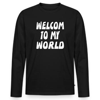 Wilkommen - Männer Premium Bio Langarmshirt - Schwarz - Vorne - Nico (187cm)