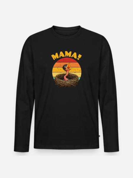 Maman Bébé Oiseau Affamé - T-shirt manches longues Premium bio Homme - noir