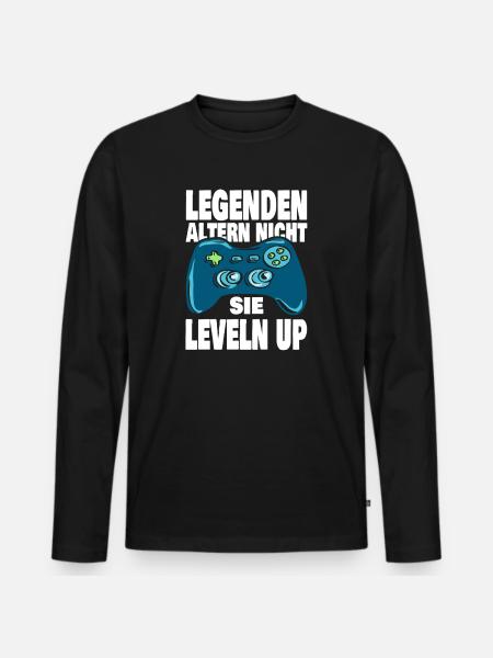 Legenden Leveln Up - Männer Premium Bio Langarmshirt - Schwarz
