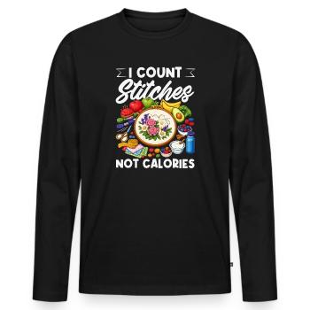 Funny needlepoint craft hobby - Men's Premium Organic Long Sleeve Shirt - black - Front - Nico (187cm)