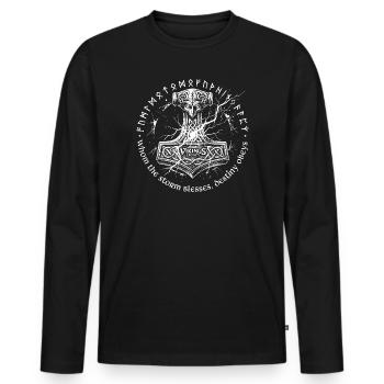 Thor's Hammer - Männer Premium Bio Langarmshirt - Schwarz - Vorne - Nico (187cm)