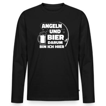 Angeln Und Bier - Männer Premium Bio Langarmshirt - Schwarz - Vorne - Nico (187cm)