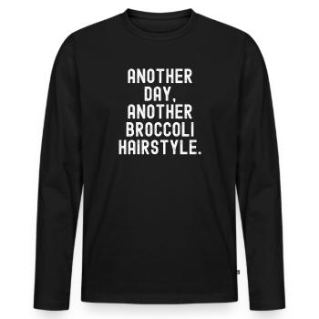 Un autre jour Une autre coiffure en brocoli - T-shirt manches longues Premium bio Homme - noir - Devant - Nico (187cm)
