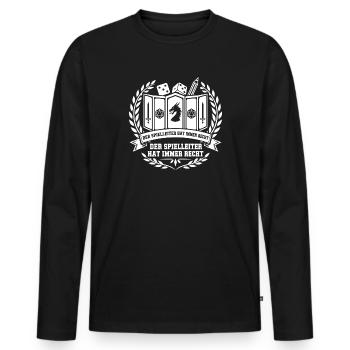 Der Spielleiter Hat Immer Recht – Pen and Paper - Männer Premium Bio Langarmshirt - Schwarz - Vorne - Nico (187cm)