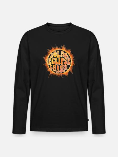 Solar eclipse chaser - Männer Premium Bio Langarmshirt - Schwarz
