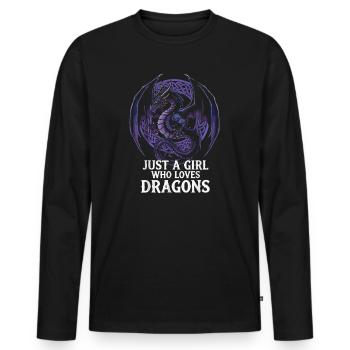 Mädchen liebt Drachen Grafik - Männer Premium Bio Langarmshirt - Schwarz - Vorne - Nico (187cm)