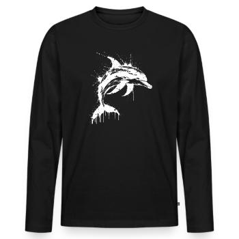 Dolphin Paint Splash White - Men's Premium Organic Long Sleeve Shirt - black - Front - Nico (187cm)