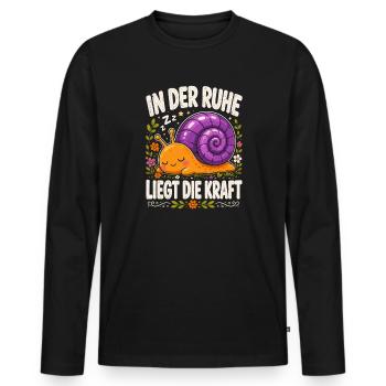  In Der Ruhe Liegt Die Kraft Schnecke Entspannung - Männer Premium Bio Langarmshirt - Schwarz - Vorne - Nico (187cm)