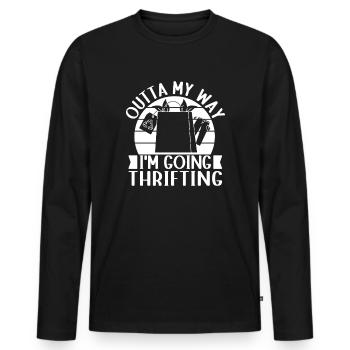 Thrift Shop Outta My Way I´m Going Love Thrifting - Männer Premium Bio Langarmshirt - Schwarz - Vorne - Nico (187cm)