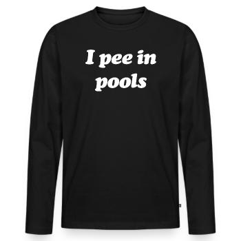 Poolside Pee Joke Tee - Männer Premium Bio Langarmshirt - Schwarz - Vorne - Nico (187cm)