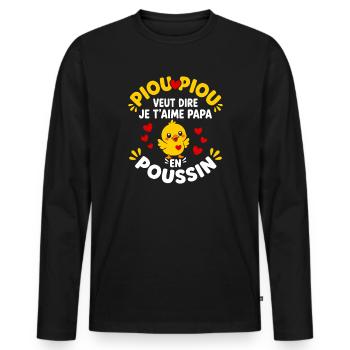 Piou Piou Je T'aime Papa Poussin Mignon - T-shirt manches longues Premium bio Homme - noir - Devant - Nico (187cm)