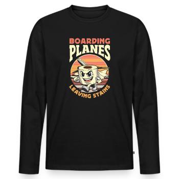 Das Einsteigen In Flugzeuge lustig - Männer Premium Bio Langarmshirt - Schwarz - Vorne - Nico (187cm)