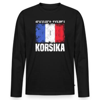 Tournée en Corse - T-shirt manches longues Premium bio Homme - noir - Devant - Nico (187cm)