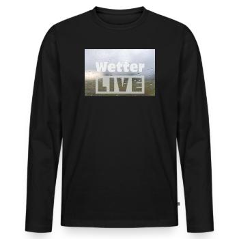 Wetter LIVE – Minimalistisches Regen Poster - Männer Premium Bio Langarmshirt - Schwarz - Vorne - Nico (187cm)