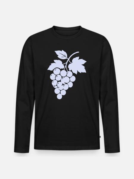 Trauben-Silhouette im Flieder - Männer Premium Bio Langarmshirt - Schwarz