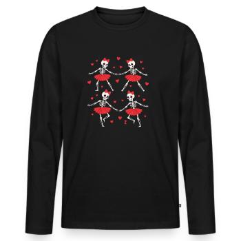 Skeletttänze im roten Tutu - Männer Premium Bio Langarmshirt - Schwarz - Vorne - Nico (187cm)