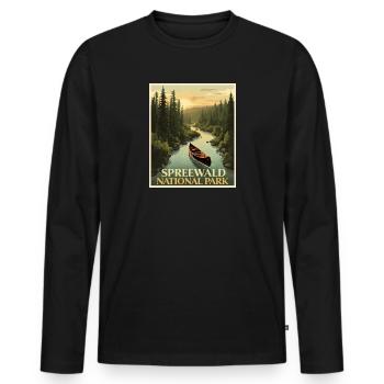 Spreewald Vintage Poster | Brandenburg - Männer Premium Bio Langarmshirt - Schwarz - Vorne - Nico (187cm)