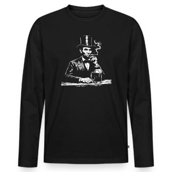 Abraham Lincoln raucht Zigarre - Männer Premium Bio Langarmshirt - Schwarz - Vorne - Nico (187cm)