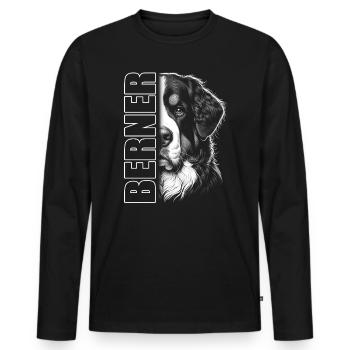 Berner Sennenhund Porträt mit Schriftzug - Männer Premium Bio Langarmshirt - Schwarz - Vorne - Nico (187cm)