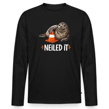 Neiled It Robbe Verkehrskegel Baustelle Humor - Männer Premium Bio Langarmshirt - Schwarz - Vorne - Nico (187cm)