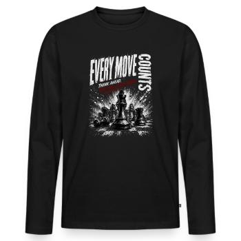 Jede Bewegung Zählt: Schach Grunge - Männer Premium Bio Langarmshirt - Schwarz - Vorne - Nico (187cm)