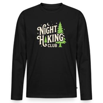 Outdoor-Abenteuer – Nachtwanderclub - Männer Premium Bio Langarmshirt - Schwarz - Vorne - Nico (187cm)