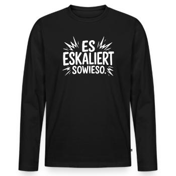 Es eskaliert sowieso - Männer Premium Bio Langarmshirt - Schwarz - Vorne - Nico (187cm)