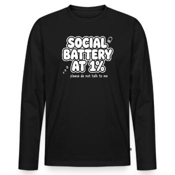 Social Battery at One Percent - Männer Premium Bio Langarmshirt - Schwarz - Vorne - Nico (187cm)