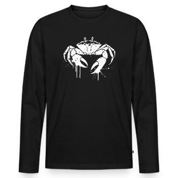 Weiße Spritzkrabbe - Männer Premium Bio Langarmshirt - Schwarz - Vorne - Nico (187cm)