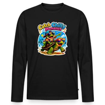 Urlaubs Vibes - Männer Premium Bio Langarmshirt - Schwarz - Vorne - Nico (187cm)