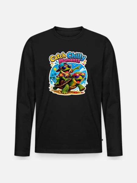 Urlaubs Vibes - Männer Premium Bio Langarmshirt - Schwarz