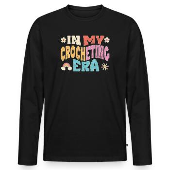 À mon époque du crochet - T-shirt manches longues Premium bio Homme - noir - Devant - Nico (187cm)