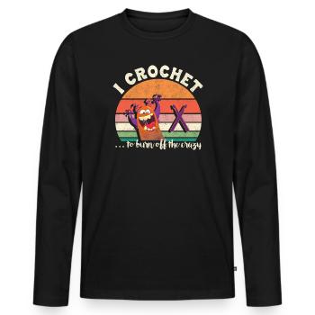 Je crochète pour brûler la folie - T-shirt manches longues Premium bio Homme - noir - Devant - Nico (187cm)