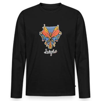 Kosmischer Abenteurer - Männer Premium Bio Langarmshirt - Schwarz - Vorne - Nico (187cm)