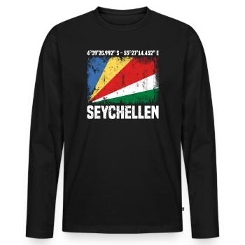 Seychellen Koordinaten - Männer Premium Bio Langarmshirt - Schwarz - Vorne - Nico (187cm)