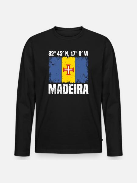 Madeira Coordinates - Men's Premium Organic Long Sleeve Shirt - black