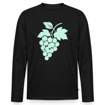Weinreben Silhouette Trauben Design - Männer Premium Bio Langarmshirt - Schwarz - Vorne - Nico (187cm)