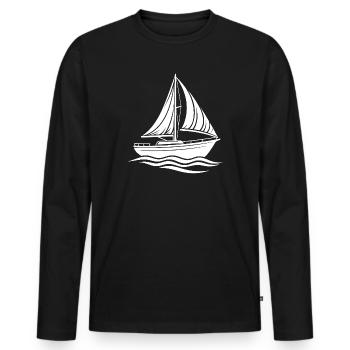 Voilier sportif moderne aux contours propres - T-shirt manches longues Premium bio Homme - noir - Devant - Nico (187cm)