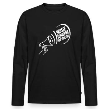 Grosse Schwester Vom Schulkind – Schulanfang - Männer Premium Bio Langarmshirt - Schwarz - Vorne - Nico (187cm)
