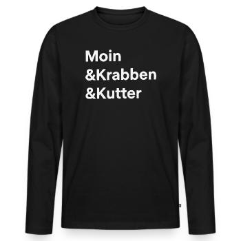 Hello Crab Cutter North Sea Coast Hamburg - Männer Premium Bio Langarmshirt - Schwarz - Vorne - Nico (187cm)